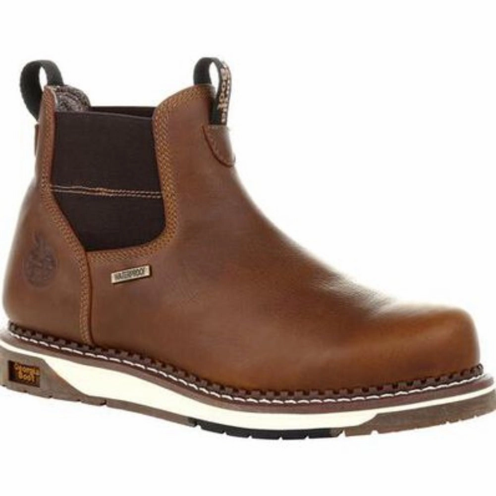 Georgia Boot Amp Lt Wedge Men's Waterproof Chelsea Boots Gb00352 In Brown High-performance Protective Finish All Day Wear