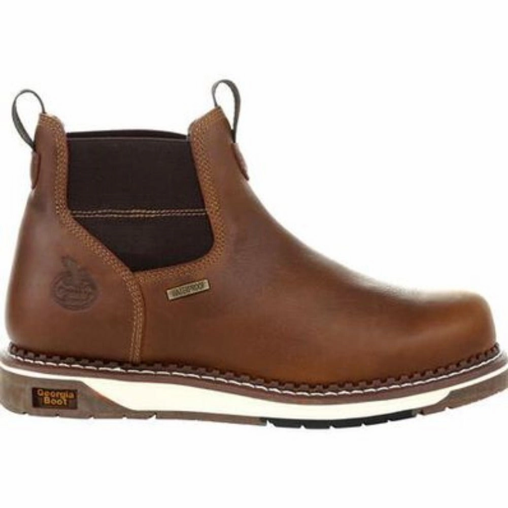 Georgia Boot Amp Lt Wedge Men's Waterproof Chelsea Boots Gb00352 In Brown Shock   Absorbing