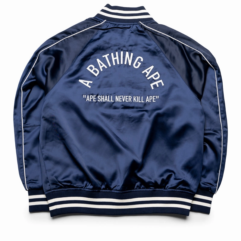 A Bathing Ape Nylon Varsity Jacket - Navy ReflectiveTrimDetails