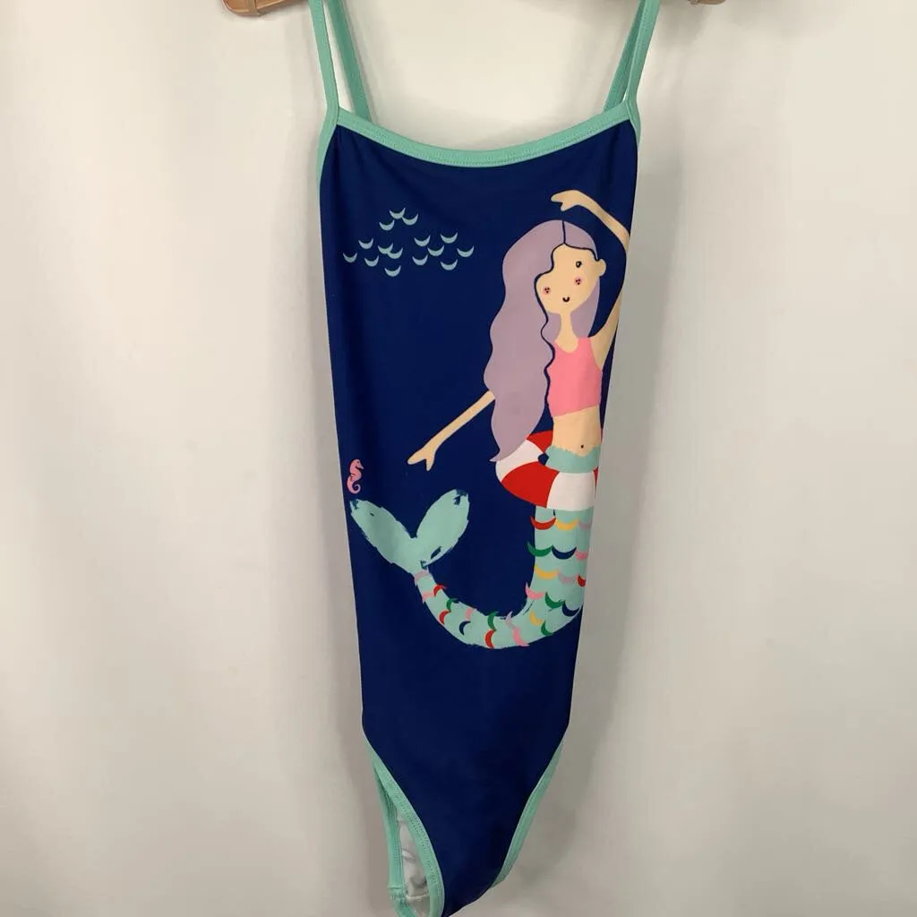 Size 10 (140): Hanna Andersson Blue Mermaid 1pc Swim Suit hand - washable Indoor kids' outfits