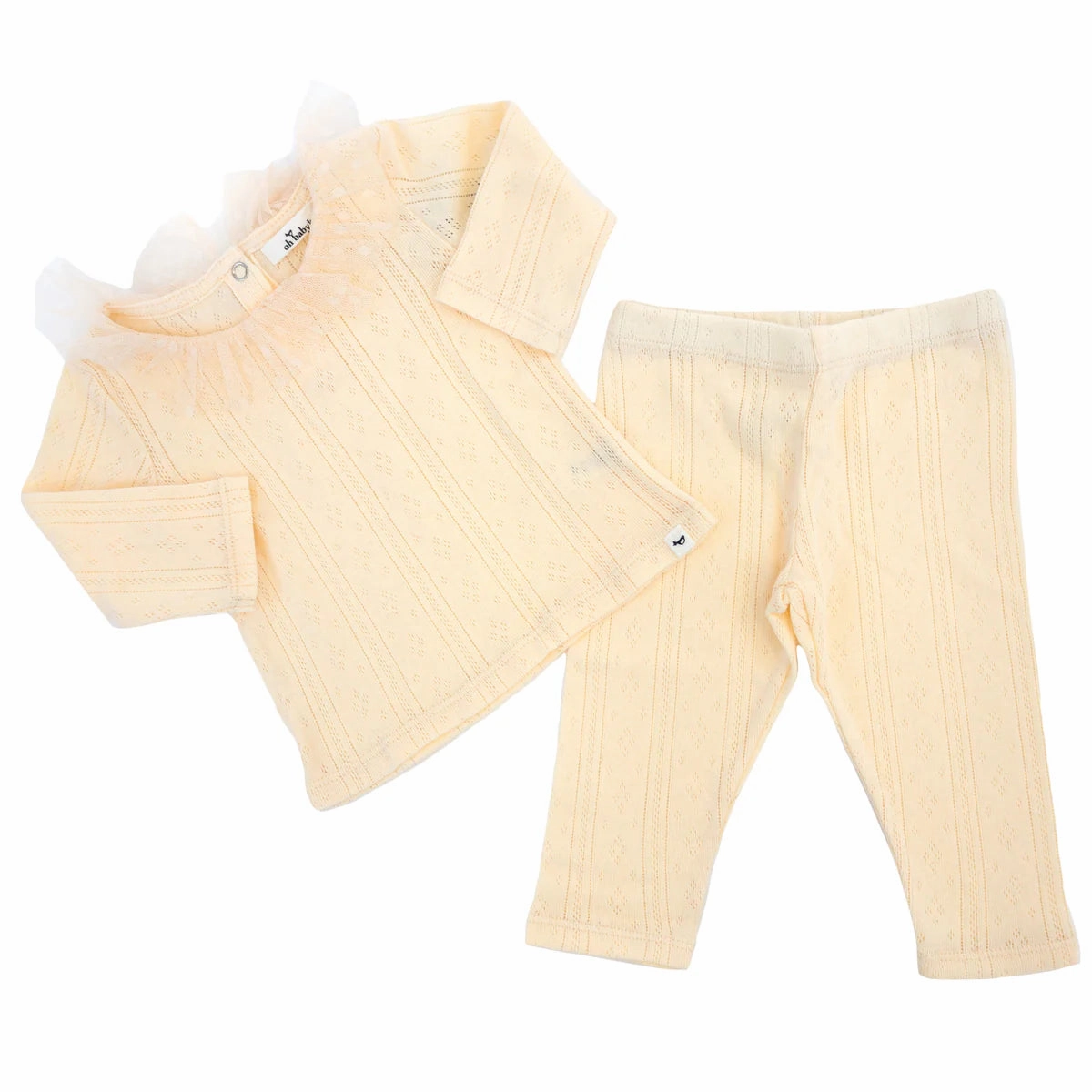 Sun Protection Fabric Winter Wear Pointelle Dotted Mesh Collar Set - Natural