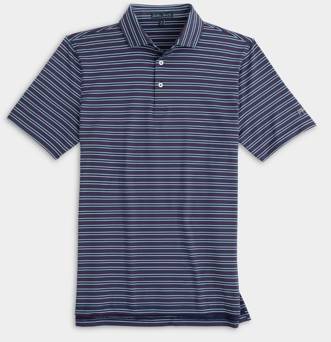 Camera Glow Family Style Youth Hillside Stripe Polo - Midnight/Deep Red