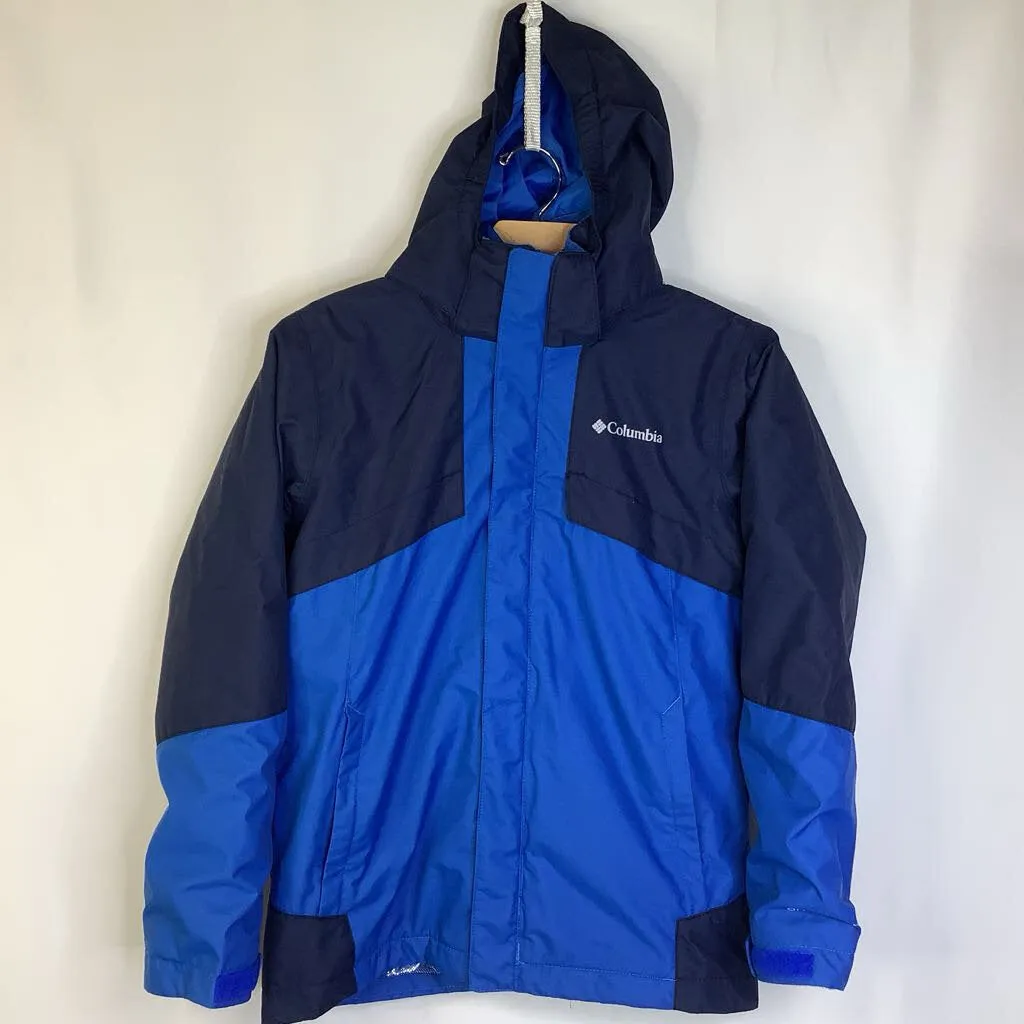 Size 10-12: Columbia 2 Tone Blue 3-In-1 Interchangeable Zip-Up Winter Coat Soft Touch Texture