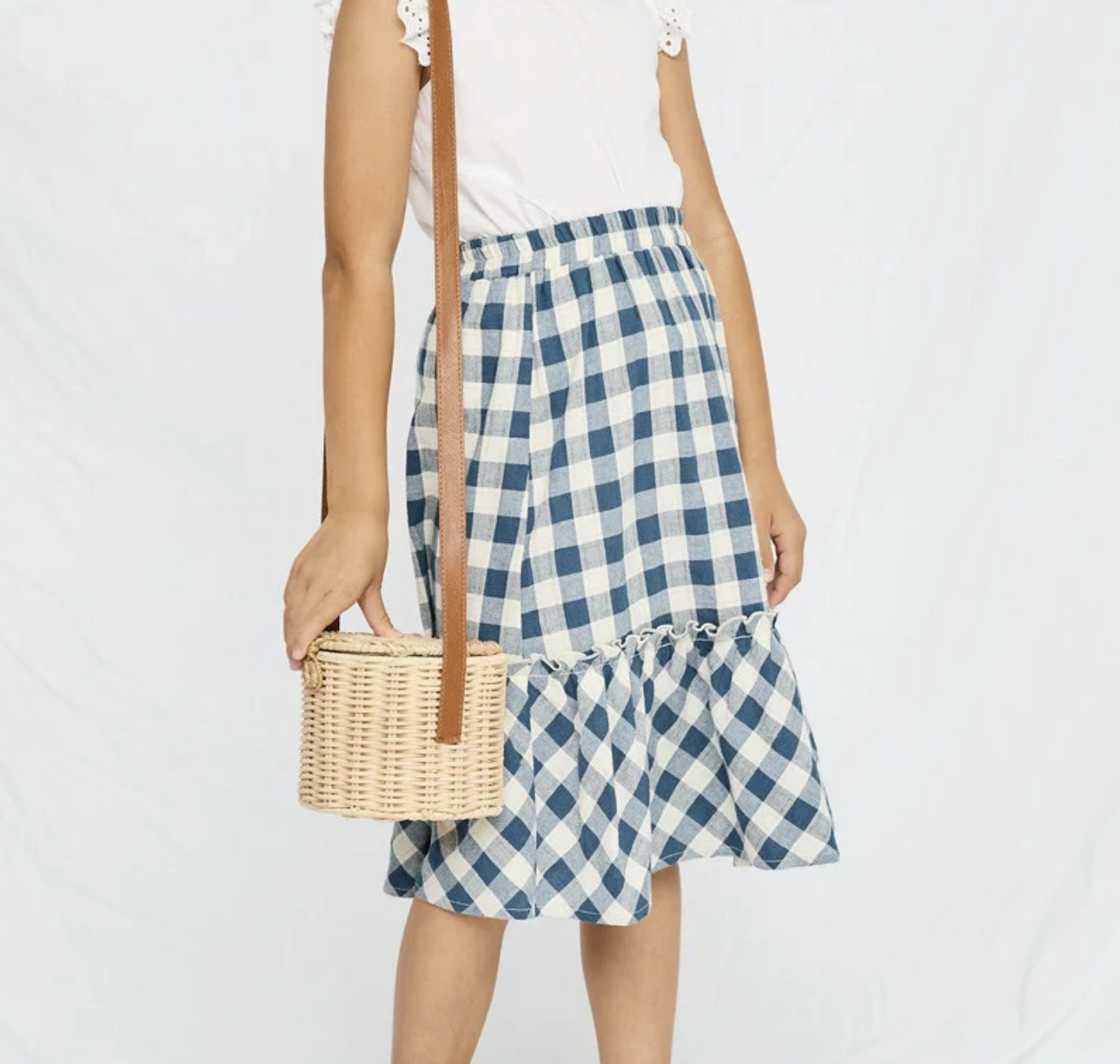 NoSlipGrip Girls Checkered Ruffle Tiered Skirt
