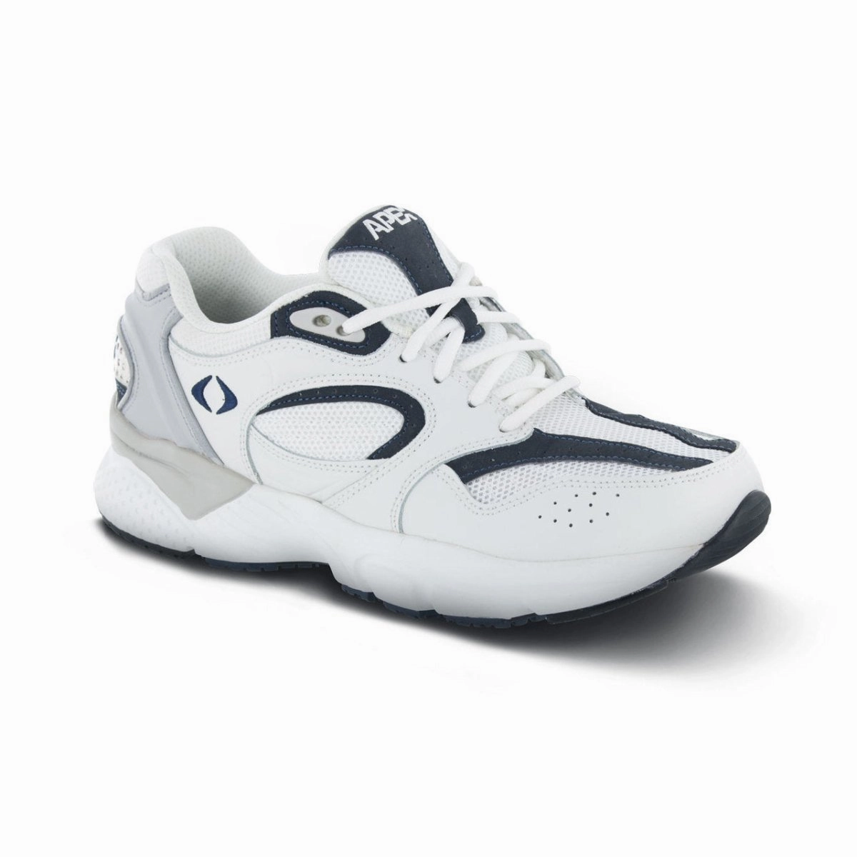 Apex X521m Boss Runner Men's Active Shoe In White/navy. Microfiber Insole Subtle design