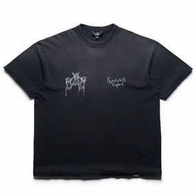 Represent Hand Drawn Thoroughbred Dogs Tee - Aged Black Planet Care