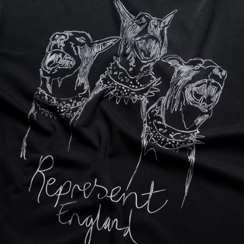 QuickDryMaterial Represent Hand Drawn Thoroughbred Dogs Tee - Aged Black