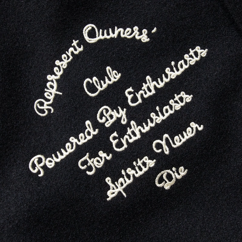 Adjustable Drawcord All-Day Fit Represent Owners Club Varsity Jacket - Black