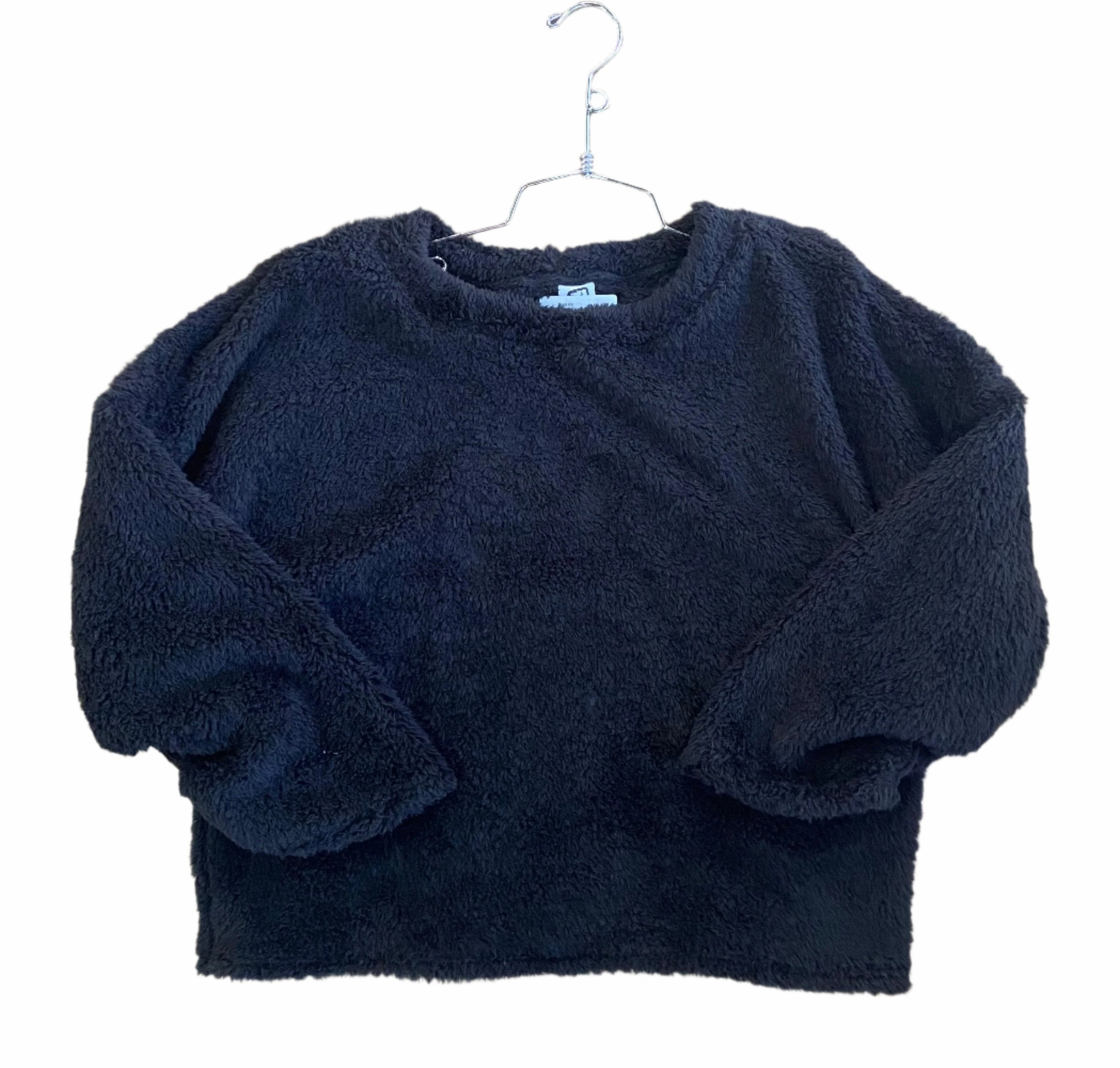 ButterySoftTexture Fuzzy Long Sleeve Top - Black