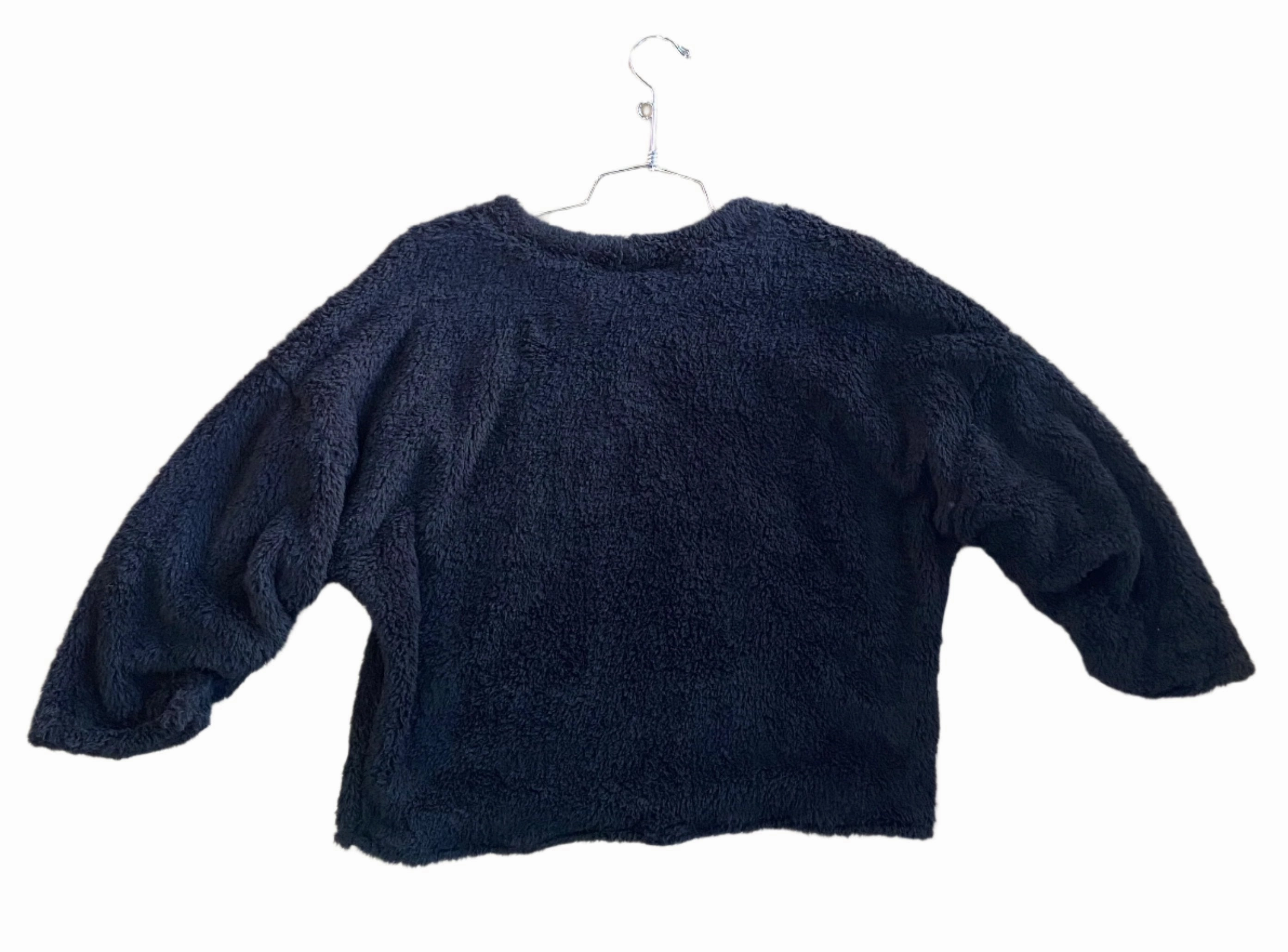 Fuzzy Long Sleeve Top - Black Organza Fit AntiPillingFabric