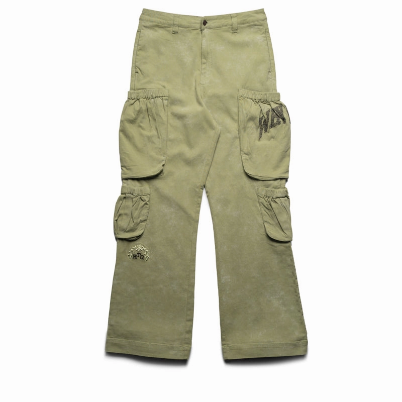 Euro Mood Fall Mood Honor The Gift Twill Cargo Wide Leg Pants - Green