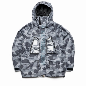 A Bathing Ape Honeycomb Camo Snowboard Jacket - Grey Sea Fit