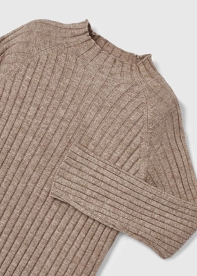 Turtle Neck Long Sleeve Sweater - Taupe slim fit