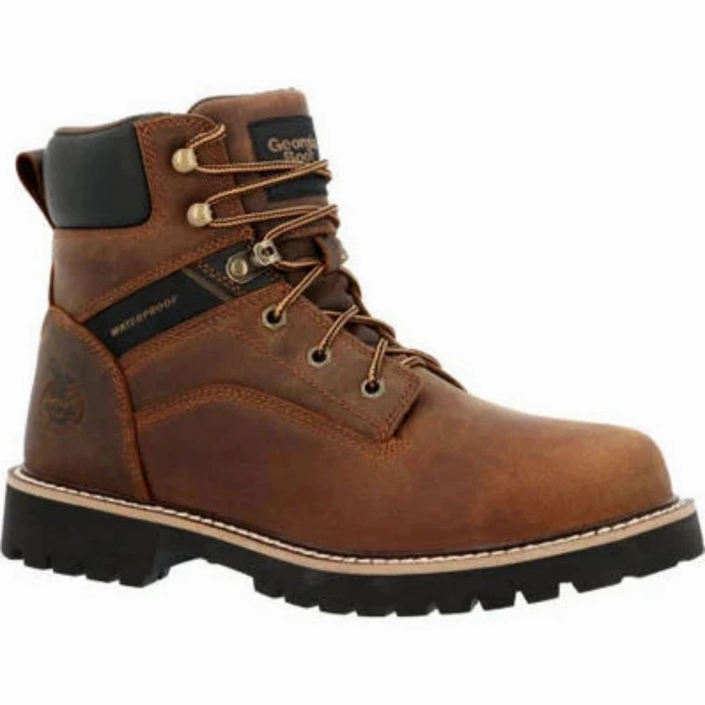 Georgia Boot Core 37 Men's Steel Toe Waterproof Work Boots GB00636 In Brown Stable Ankle Ranch Mode