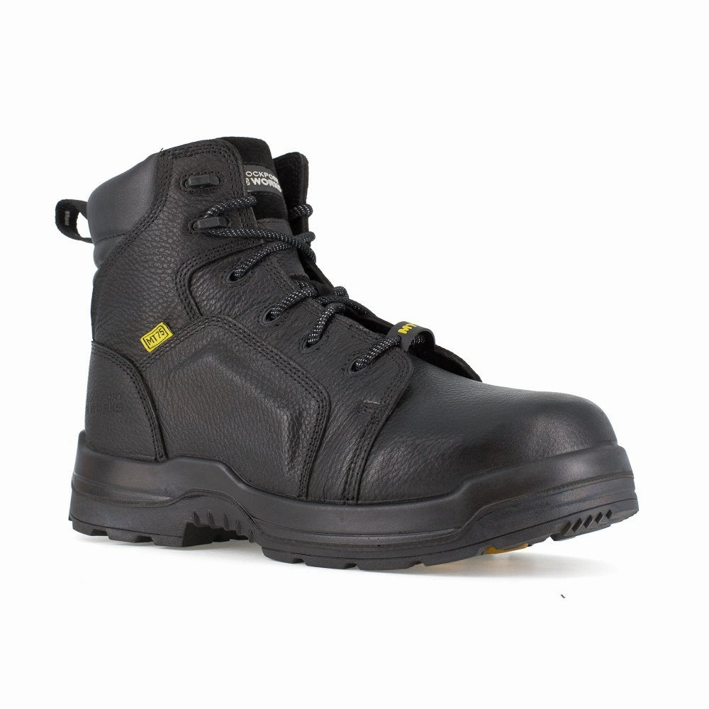 Impact Resistant Gear Rockport More Energy Women's Black 6" Lace to Toe Work Boot with Cushguard? Internal Met Guard - RK465 In Black