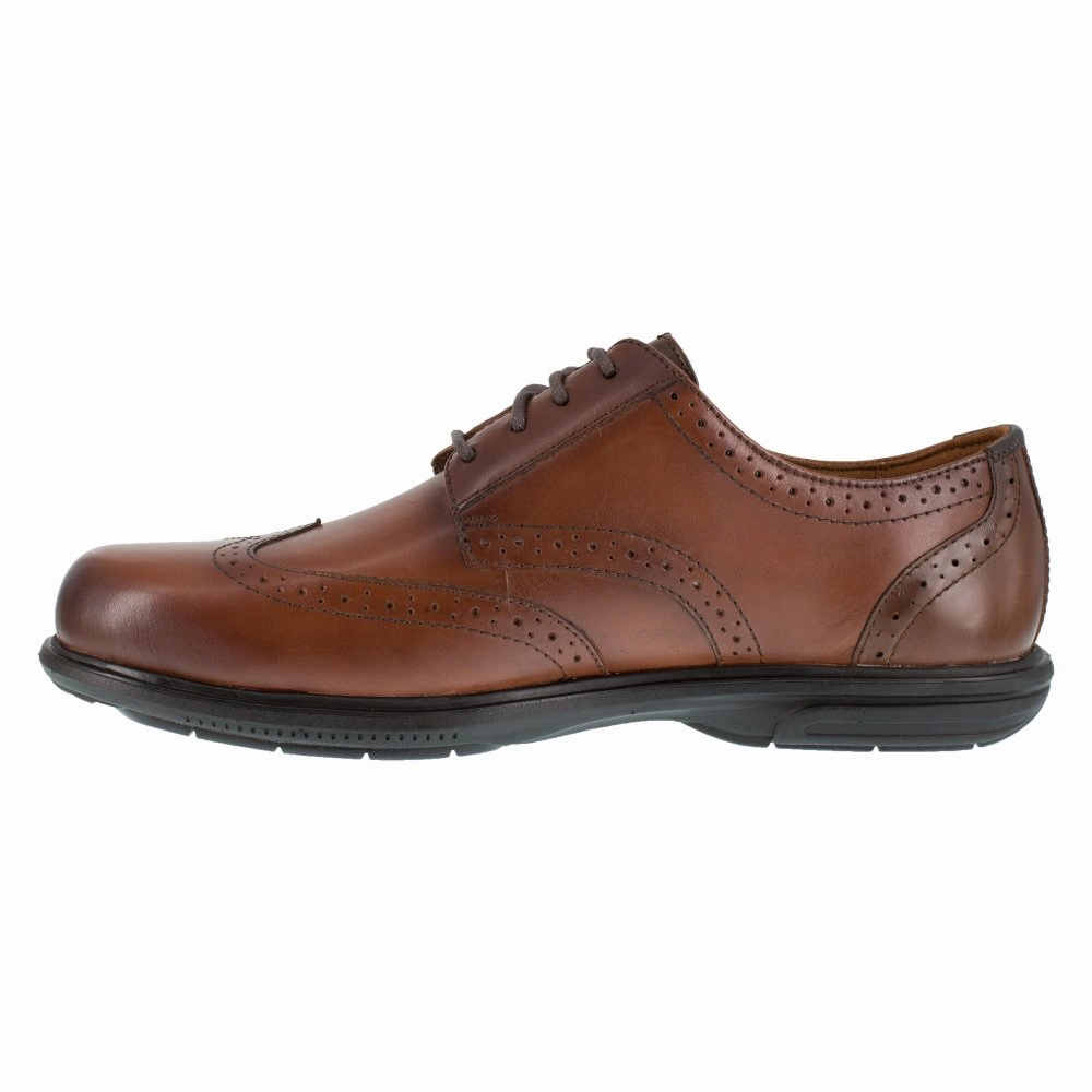 Heavy Duty Structure Florsheim Men's Wing Tip Lace-up Work Shoe's Steel Toe Loedin Fs2023 In Brown