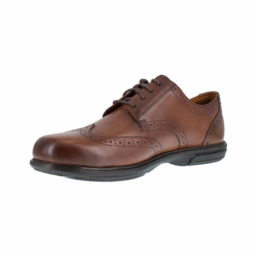 Florsheim Men's Wing Tip Lace-up Work Shoe's Steel Toe Loedin Fs2023 In Brown Comfort Shell Gear Reliable Cushion