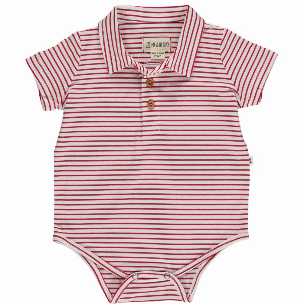 Jetty Red and White Polo Jersey Onesie SmoothFinish Match Fit