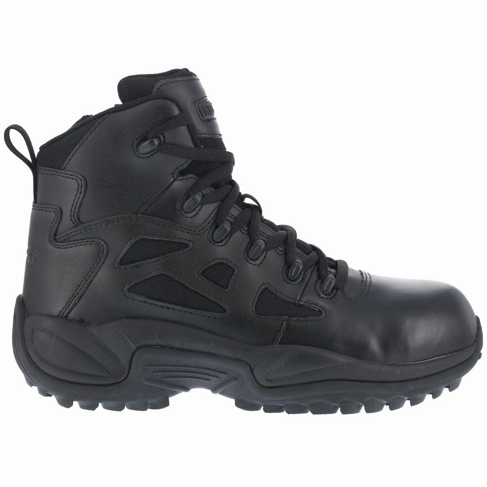 Rubberized Toe Guard Reebok 6" Tactical Stealth Boot With Side Zipper Women's Composite Toe Rb864 In Black