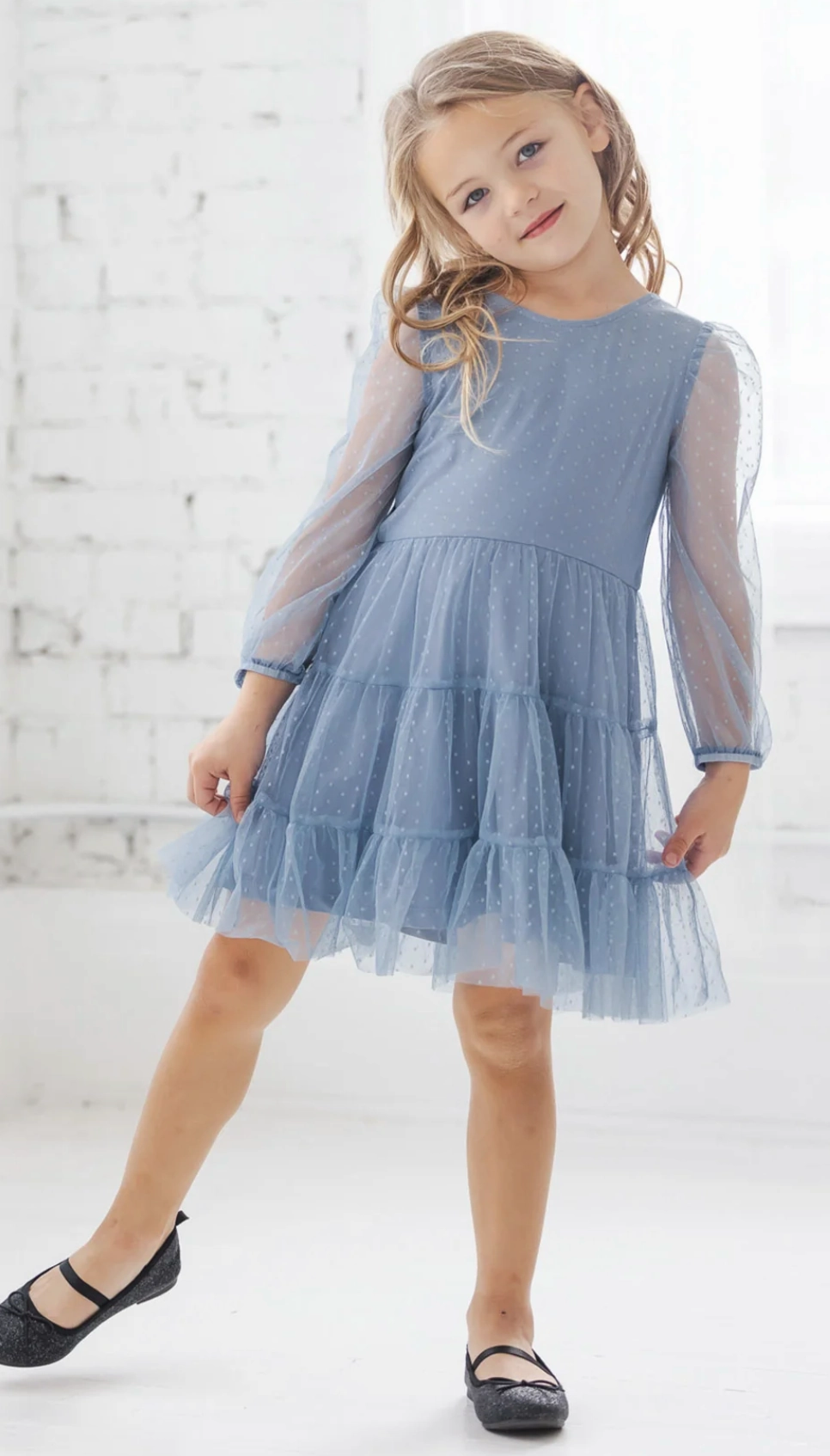 DoubleStitched Seams Tiana Empire Swiss Dot Knit Dress