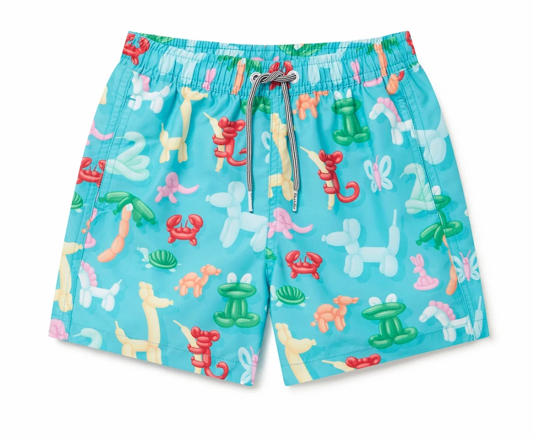 Teal Balloon Animal Kids Swim Shorts Trendy Trousers
