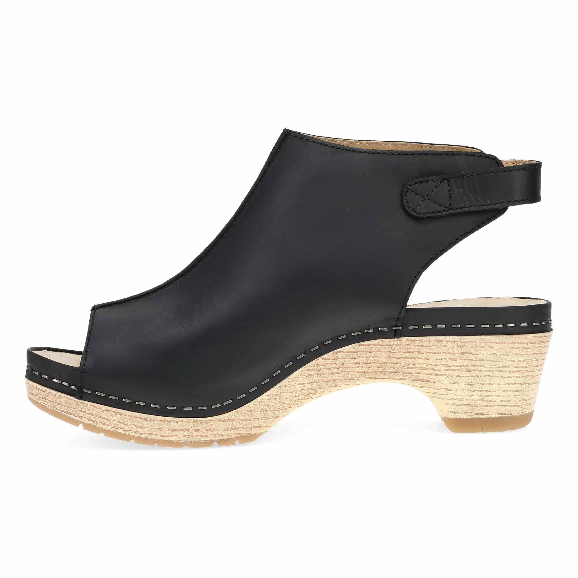 Lizzy Black Oiled Pull Up Comfortable Arch Support Dress Footwear