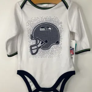 Linen Size 3-6m: NFL White/Blue Seahawks Long Sleeve Onesie-NEW W/Tag