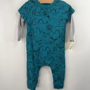 Size 6-9m: Tea Blue Deer Print Romper Practical
