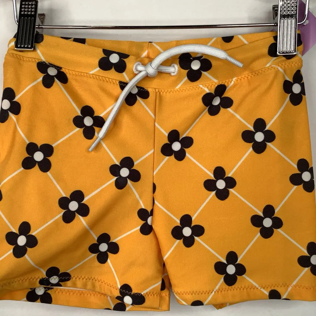 Beach-ready Ombre-Effect Size 6-7: Mini Rodini Yellow Brown Print Swim Trunks