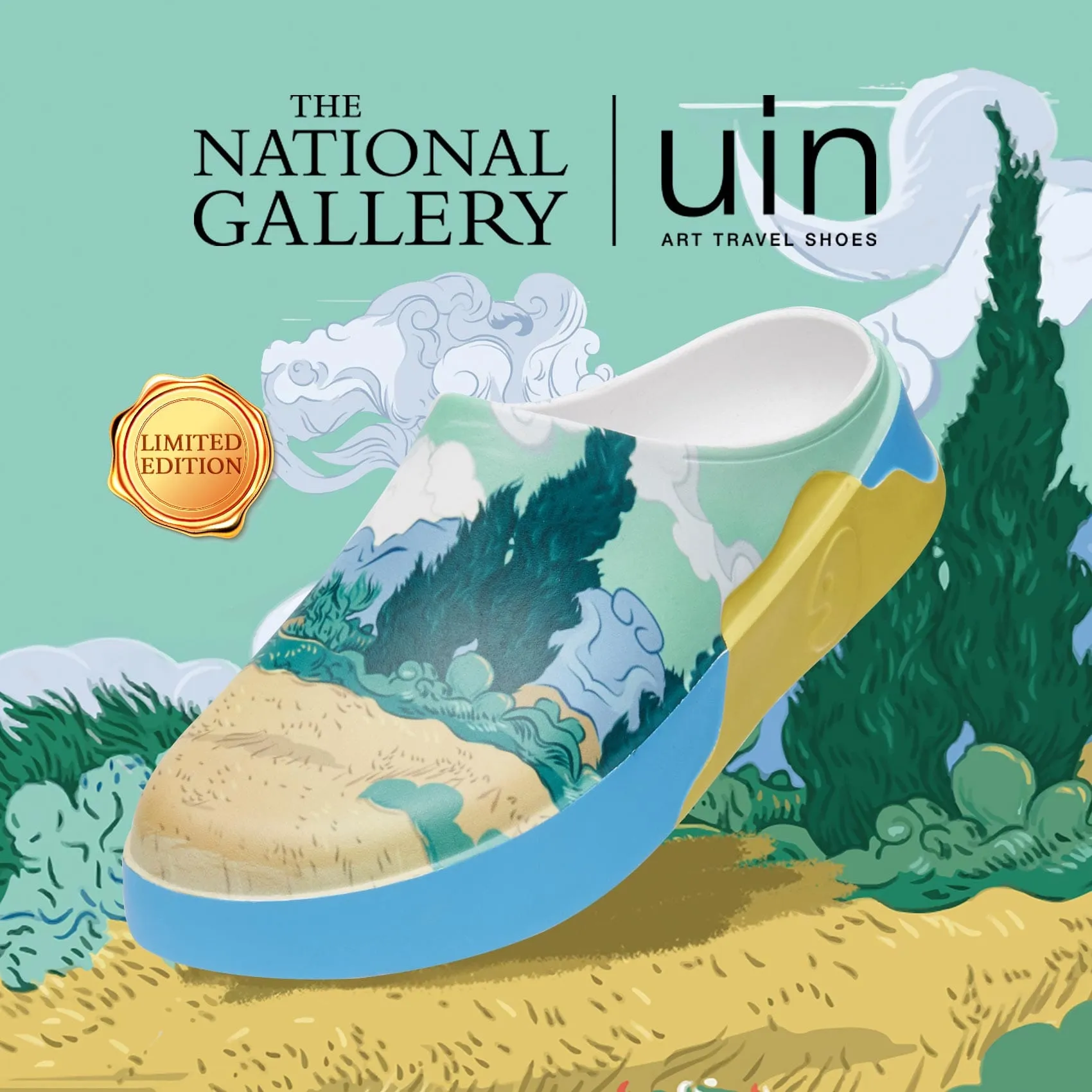 Van Gogh Wheatfield with Cypresses Tenerife Women Ankle Strap Design Enhanced Lateral Stability