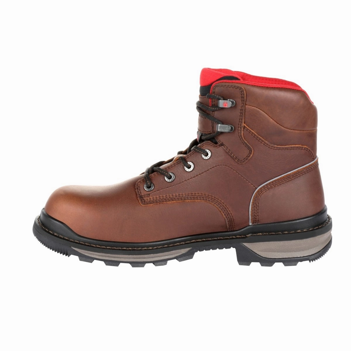 Rocky Rams Horn Men's Waterproof Composite Toe Work Boots Rkk0257 In Brown Storm Wear Grippy Outsole Snowy Path