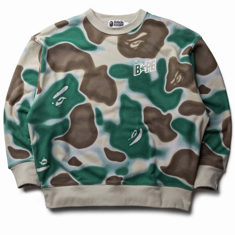 WaterRepellentCoating A Bathing Ape Liquid Camo Crewneck - Olive