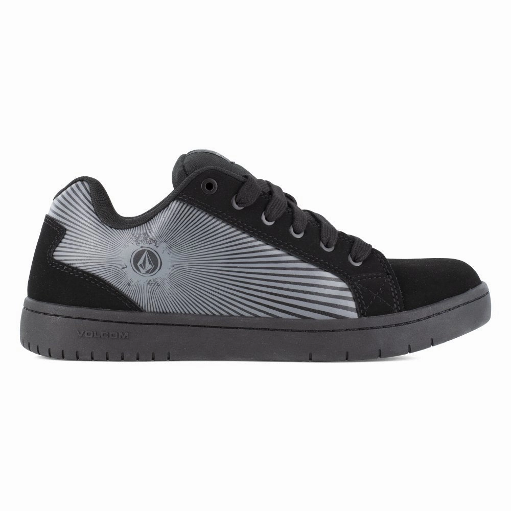 Volcom Men's Skate Inspired Composite Toe Work Shoe Stone Op Art Vm30596 In Black And Dark Grey Ergonomic Comfort