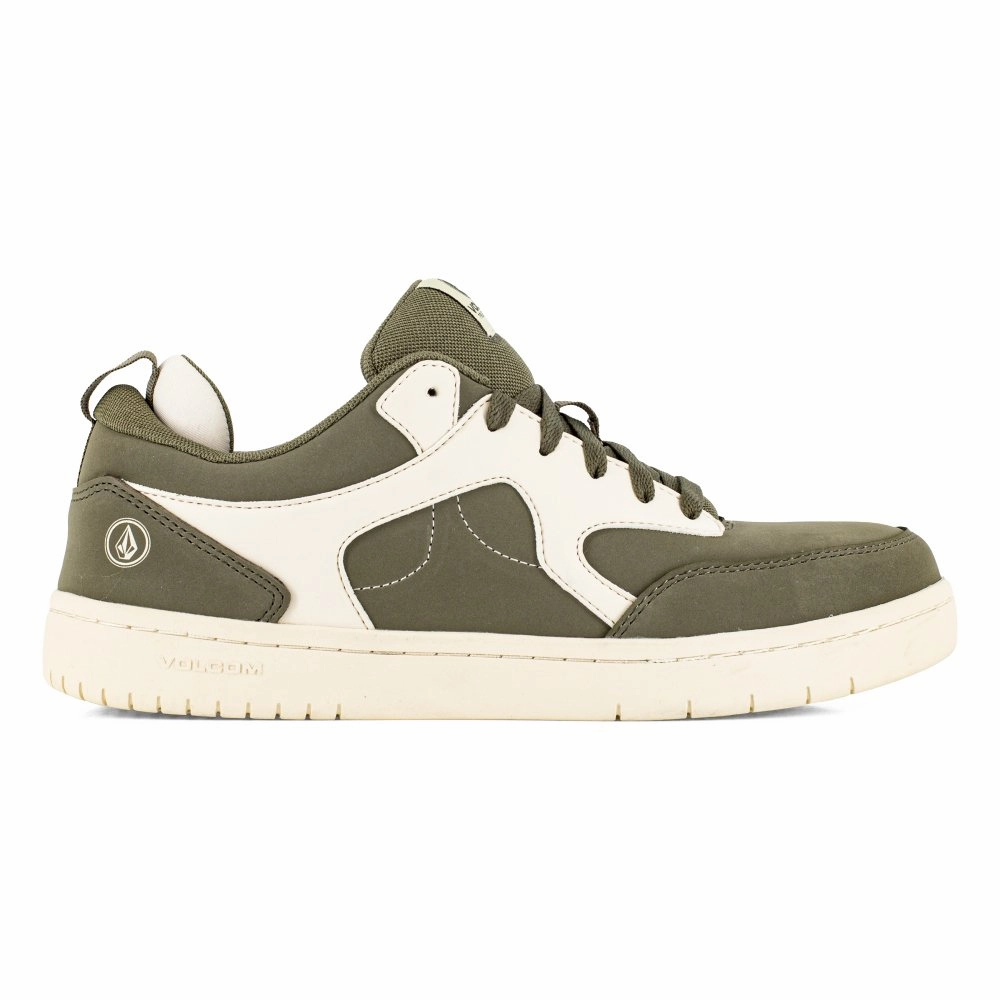 Performance Tested Volcom Men's Skate Inspired Composite Toe Work Shoe Vitals Vm30619 In Wintermoss And Whitecap Grey