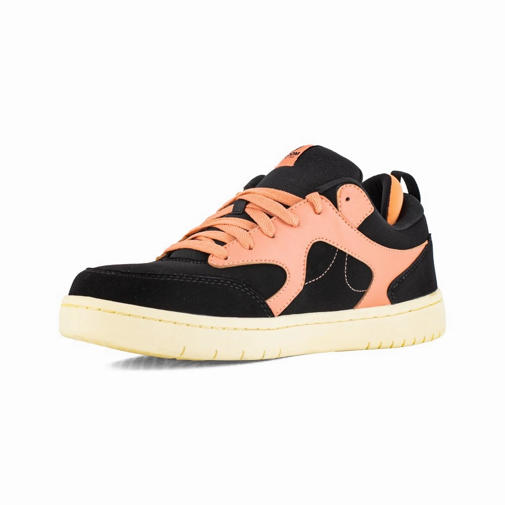 Volcom Women's Skate Inspired Composite Toe Work Shoe Vitals Vm30617f In Black And Clay Orange Industrial Strength Reinforced Traction