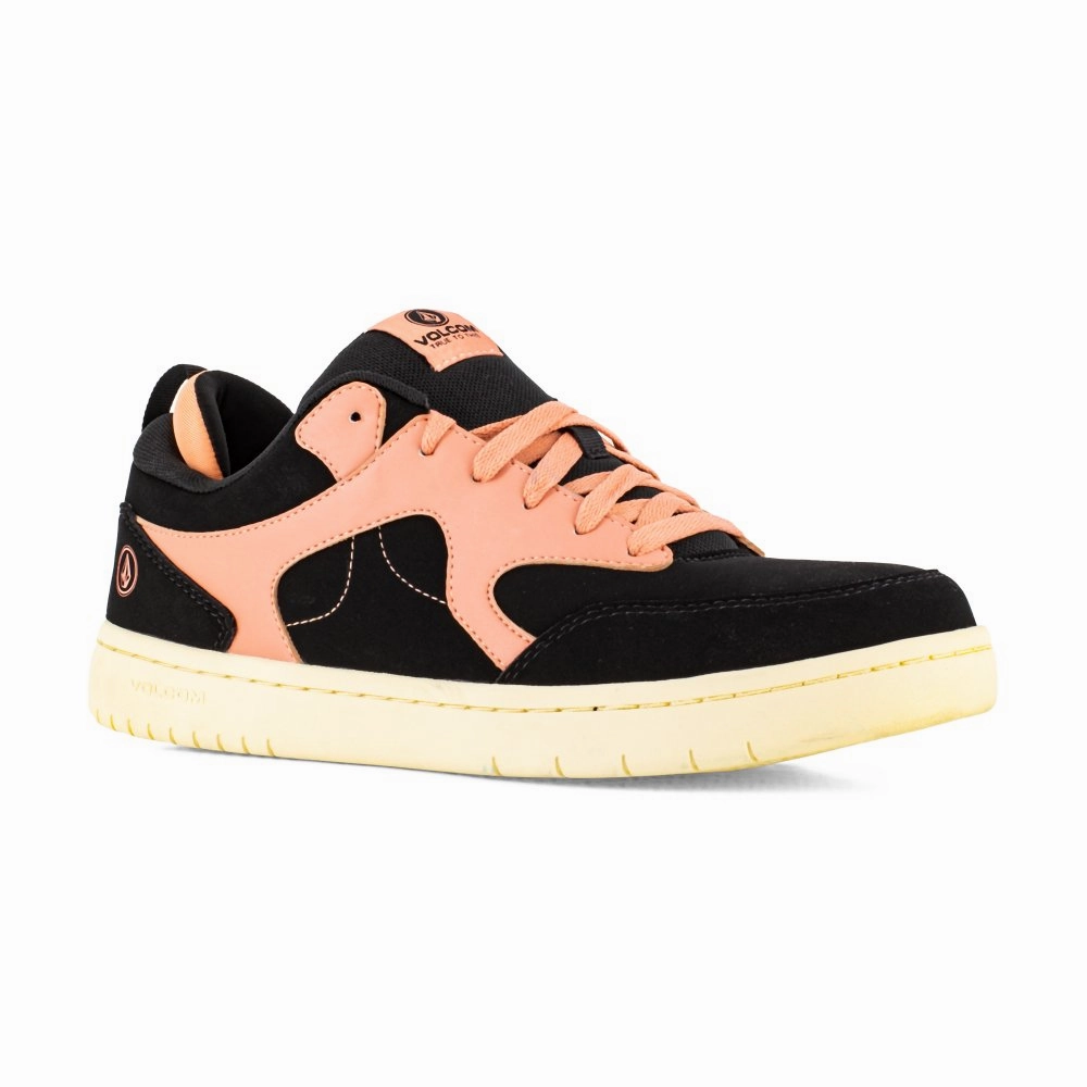 Volcom Women's Skate Inspired Composite Toe Work Shoe Vitals Vm30617f In Black And Clay Orange Flexible Comfort