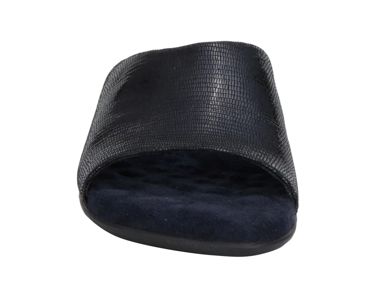 Walking Cradles Wc Cam Ii Women Slip-on Sandal In Black Patent Lizard Print Easy Stride