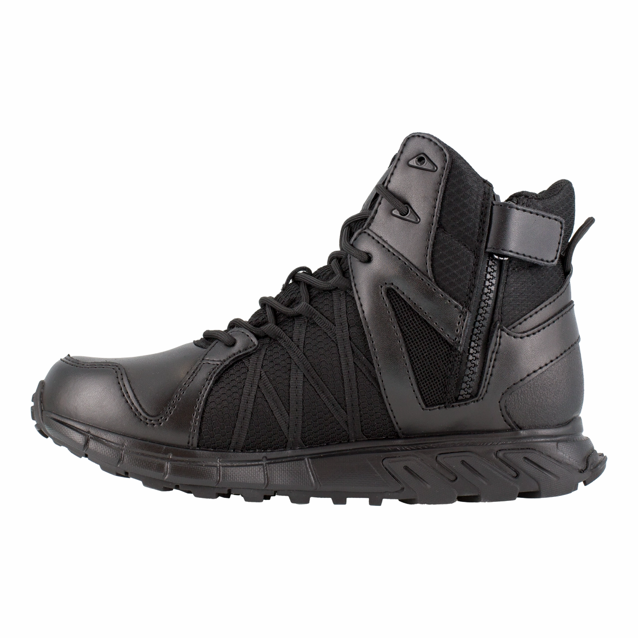 Reebok Work Trailgrip Tactical RB3450 Men's 6" Tactical Waterproof Boot with Side Zipper in Black Comfortable Traction Secure Support