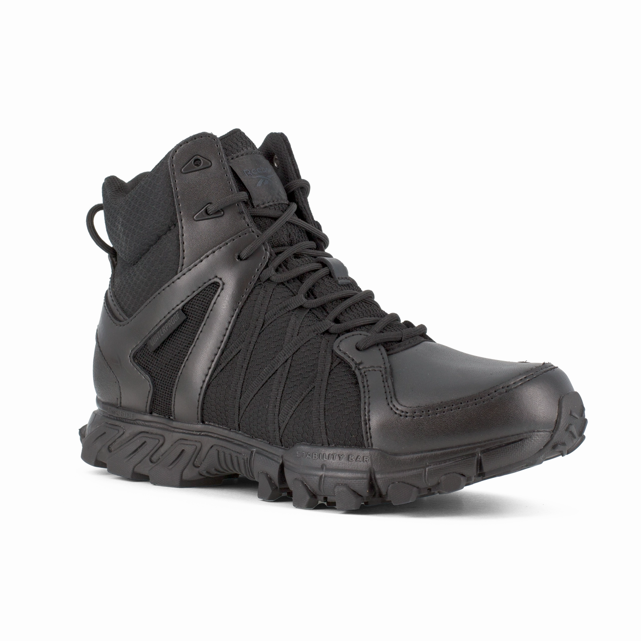 Reebok Work Trailgrip Tactical RB3450 Men's 6" Tactical Waterproof Boot with Side Zipper in Black Industrial Durability