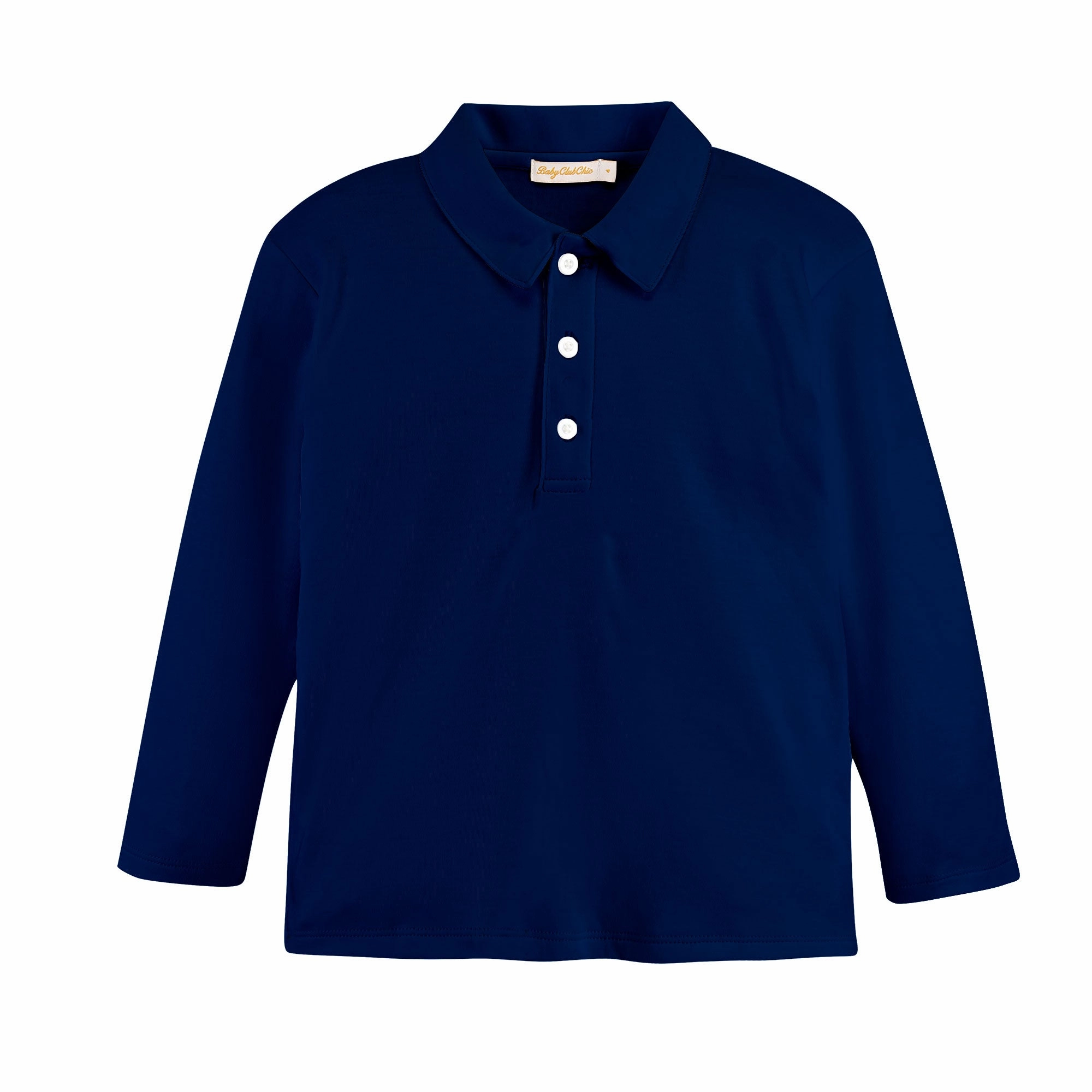 Navy Long Sleeve Collared Tee Cotton Glow