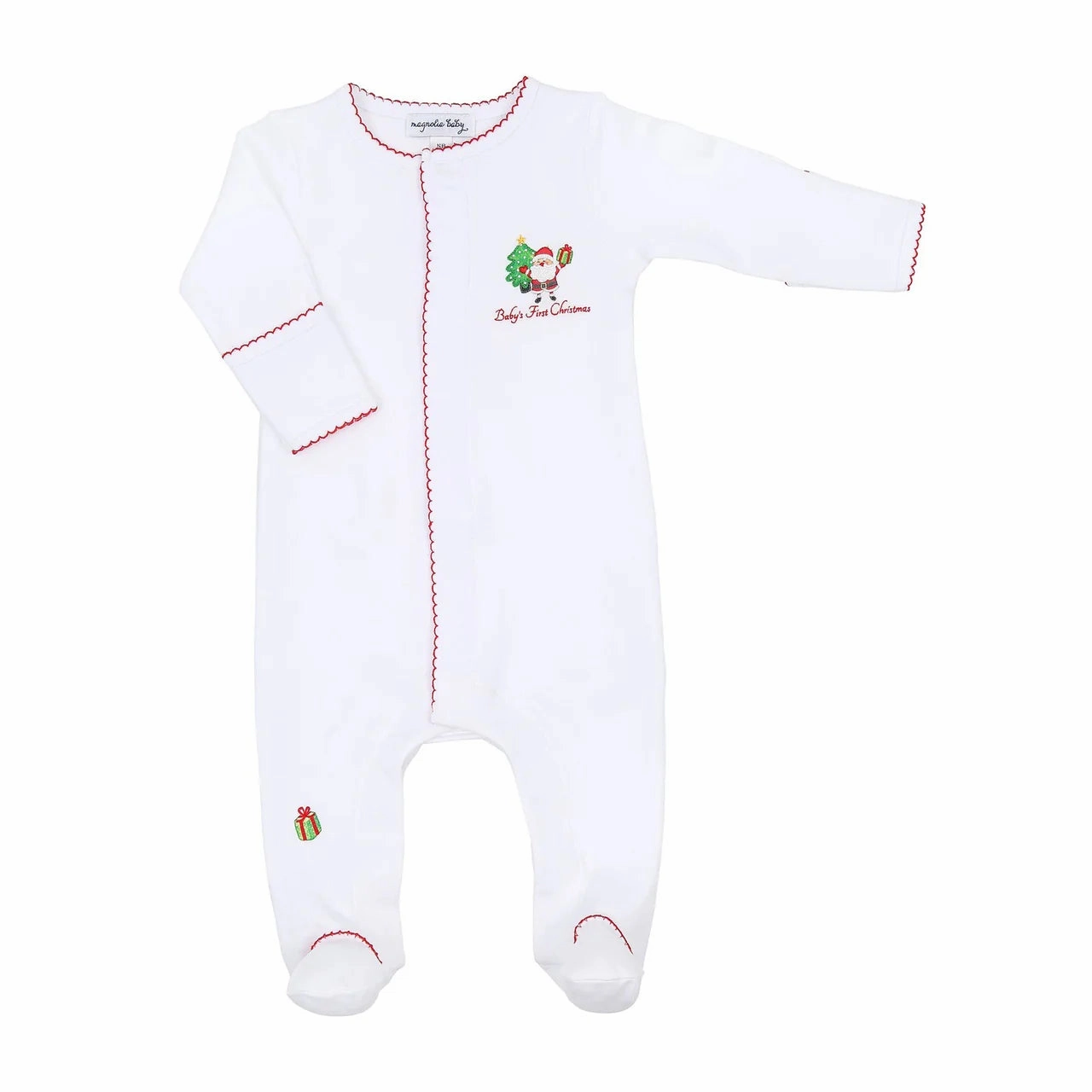 Shimmer Core Jolly Holiday Emb Baby's First Christmas Footie