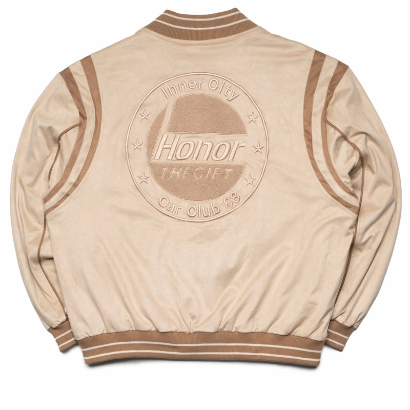 Honor The Gift Oil Head Varsity Jacket - Tan Flexible Outerwear