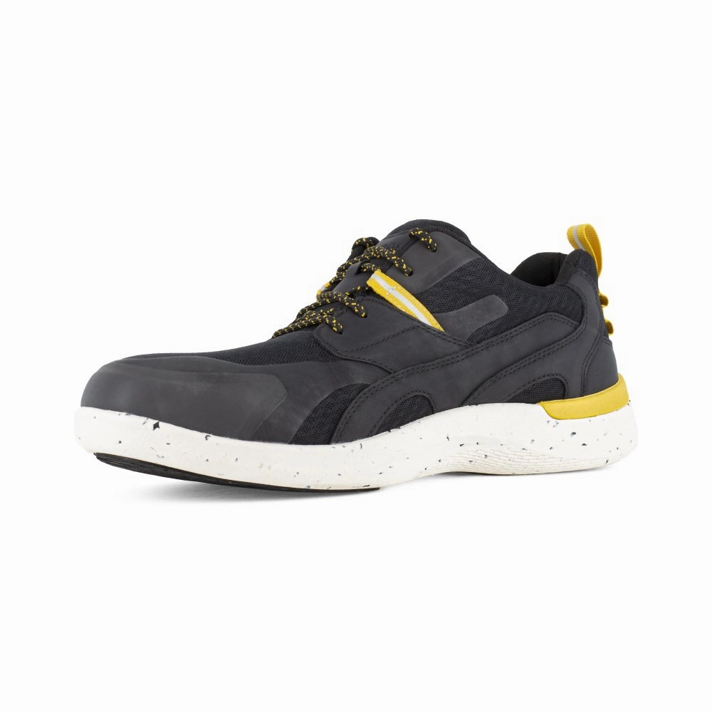 Rockport Work Sneaker Men's Composite Toe Shoe's Rk4673 In Black And Gold Comfort Shell Gear