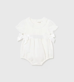 Functional Design White Lace Detailed Romper w/Side Bows