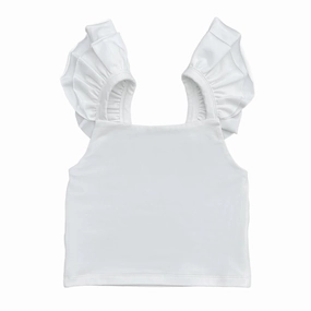 Team Edge StaticResistantLining White Ruffled Tank Top