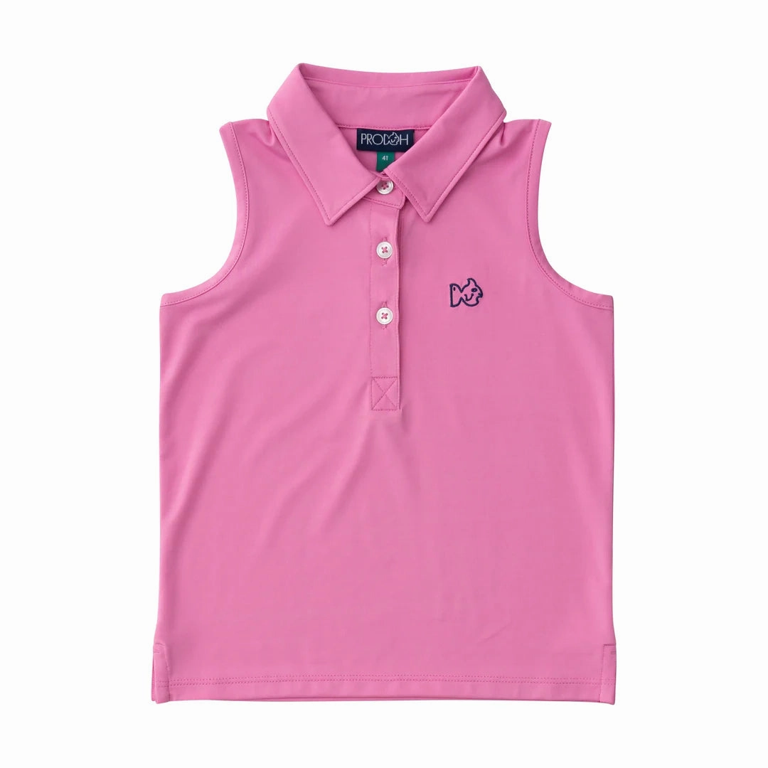 Cool Sweater Girls Sleeveless Pro Performance Polo in Fuchsia Pink