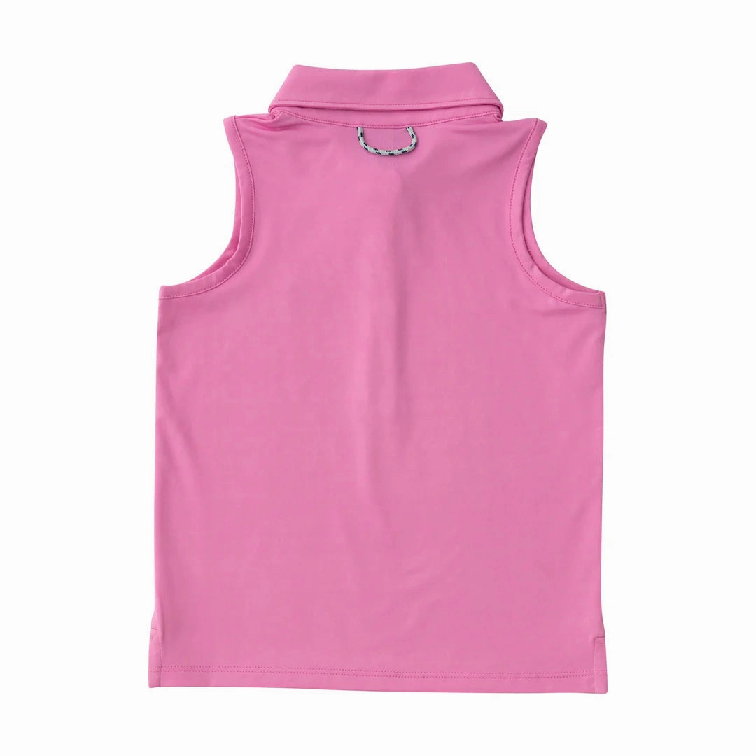 Girls Sleeveless Pro Performance Polo in Fuchsia Pink TensionAdjustedWaistband