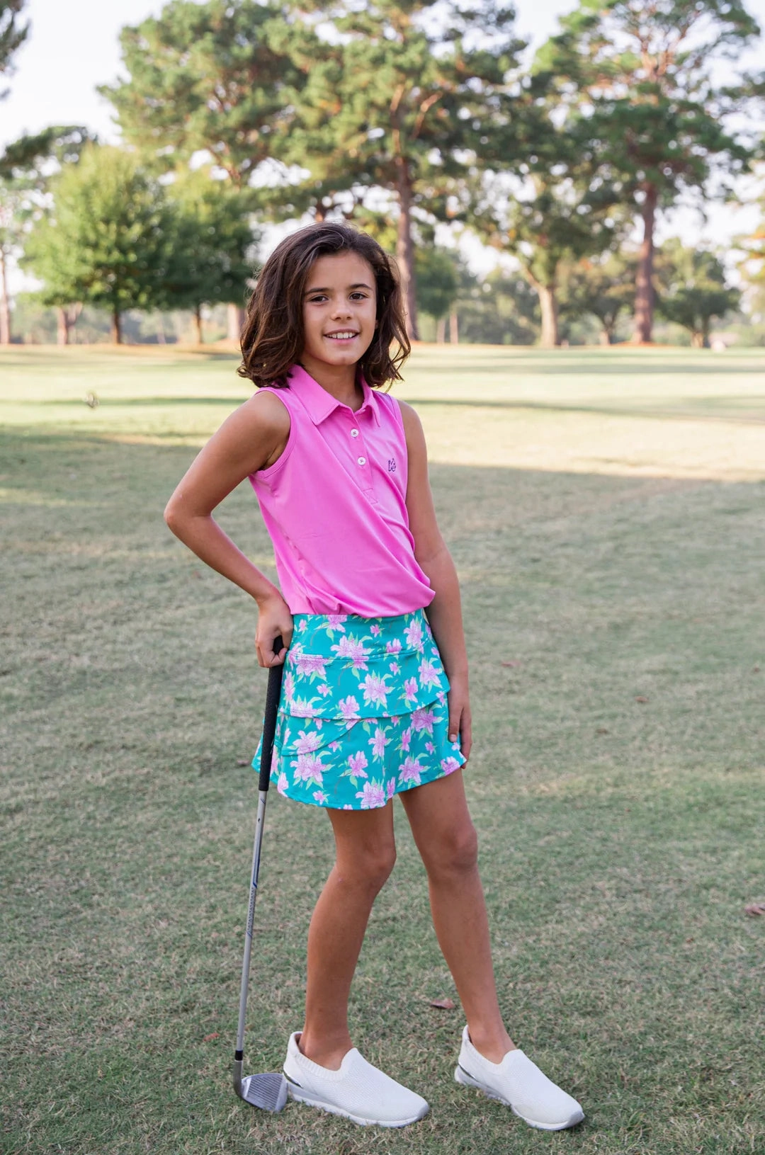 Girls Sleeveless Pro Performance Polo in Fuchsia Pink AntiPillingFabric Luxury Apparel