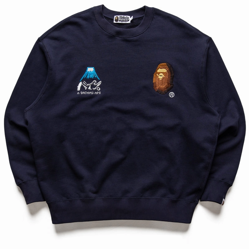 Trans Glow A Bathing Ape Souvenir Crewneck - Navy