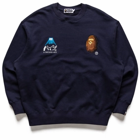 Trans Glow A Bathing Ape Souvenir Crewneck - Navy